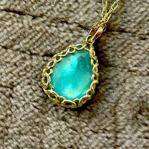 Kendra Scott Gold Necklace with Blue Pendant